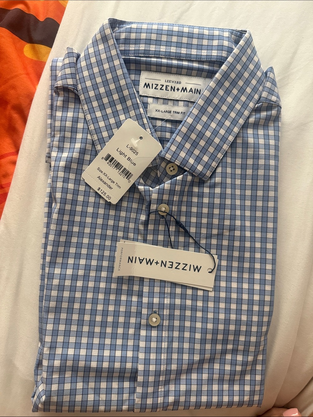 Mizzen+Main Light Blue and White Gingham Dress Shirt
